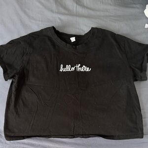 Women's Black Tee with 'Hello There' Print